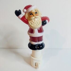 Vtg Christopher Radko Shiny Bright Jolly Santa Night Light